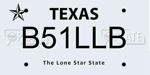 B51LLB Texas License Plate