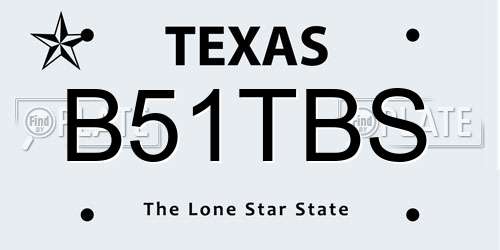 B51TBS Texas License Plate