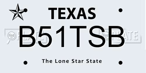 B51TSB Texas License Plate