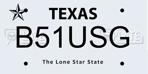 B51USG Texas License Plate