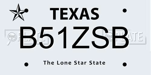 B51ZSB Texas License Plate