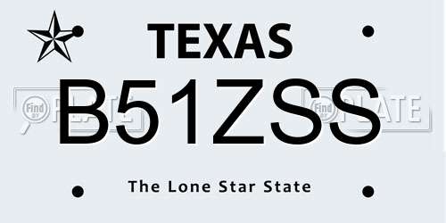 B51ZSS Texas License Plate