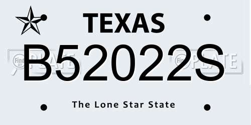 B52022S Texas License Plate