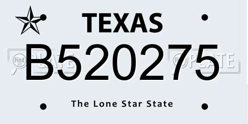 B520275 Texas License Plate