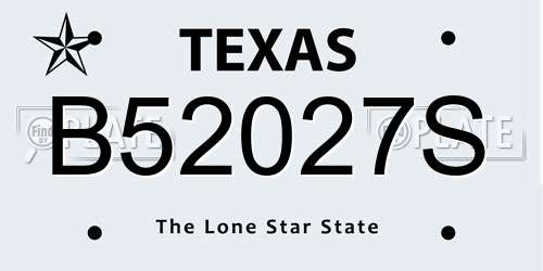 B52027S Texas License Plate