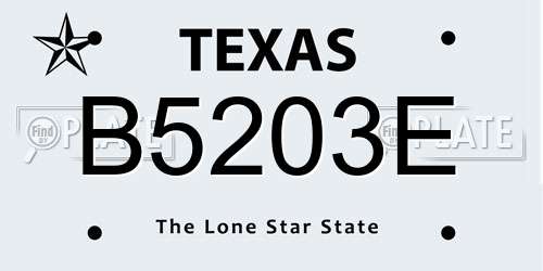 B5203E Texas License Plate