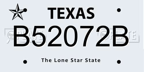 B52072B Texas License Plate