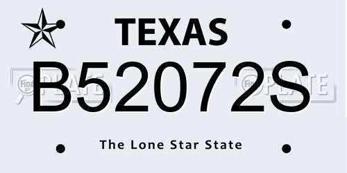B52072S Texas License Plate