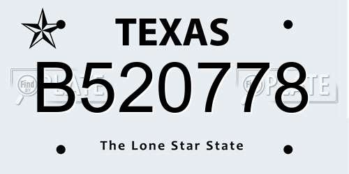 B520778 Texas License Plate
