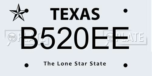 B520EE Texas License Plate