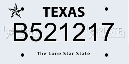 B521217 Texas License Plate