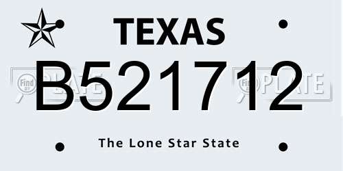 B521712 Texas License Plate