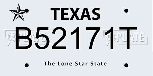 B52171T Texas License Plate