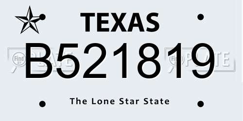 B521819 Texas License Plate
