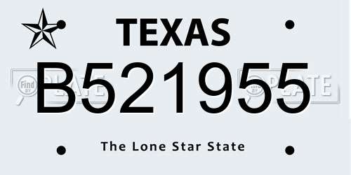 B521955 Texas License Plate