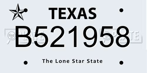 B521958 Texas License Plate