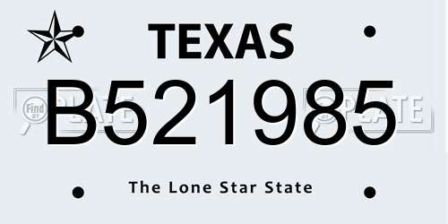 B521985 Texas License Plate