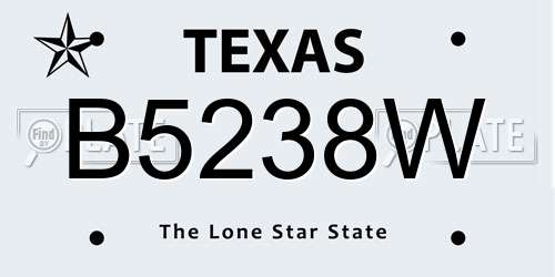B5238W Texas License Plate