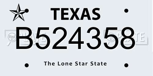 B524358 Texas License Plate