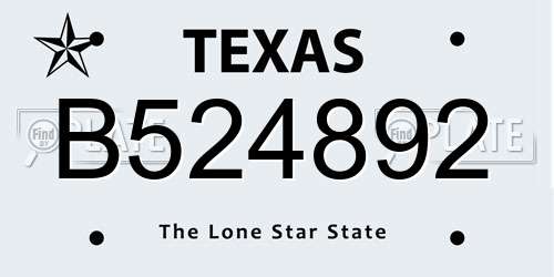 B524892 Texas License Plate