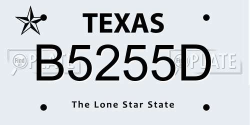 B5255D Texas License Plate