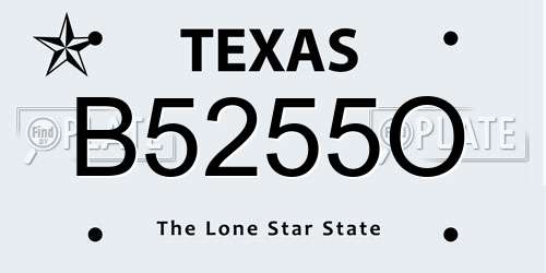 B5255O Texas License Plate