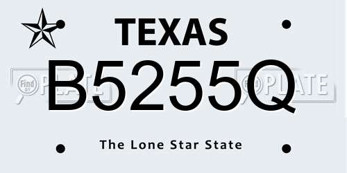 B5255Q Texas License Plate