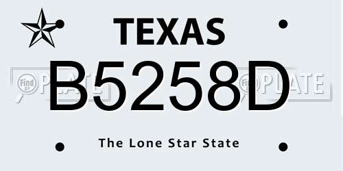 B5258D Texas License Plate
