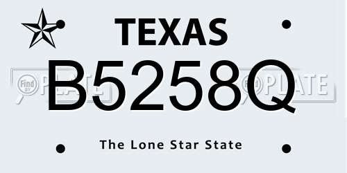 B5258Q Texas License Plate