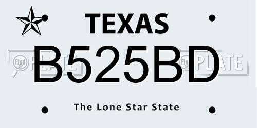 B525BD Texas License Plate