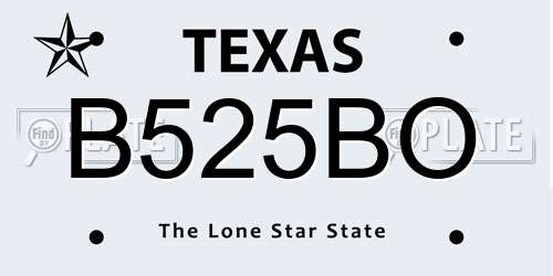 B525BO Texas License Plate