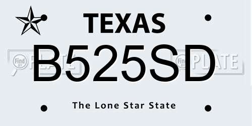 B525SD Texas License Plate