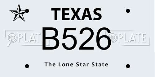 B526 Texas License Plate