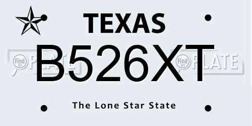 B526XT Texas License Plate