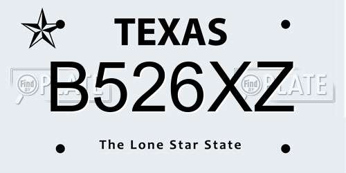 B526XZ Texas License Plate