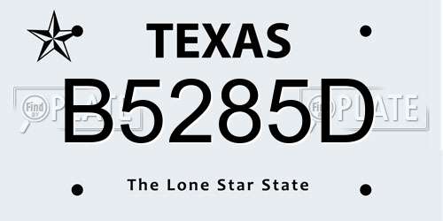 B5285D Texas License Plate