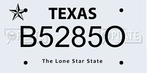 B5285O Texas License Plate