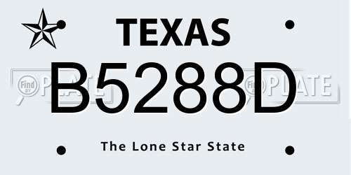 B5288D Texas License Plate