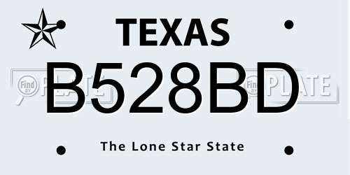 B528BD Texas License Plate