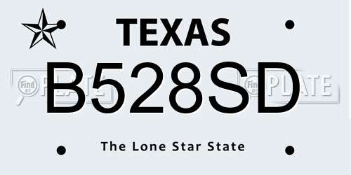 B528SD Texas License Plate