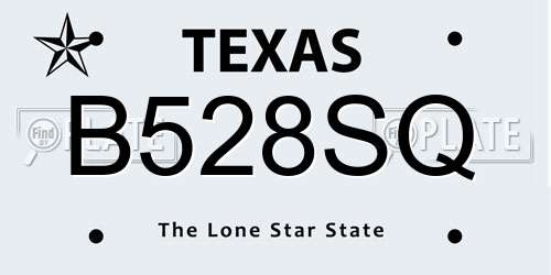 B528SQ Texas License Plate