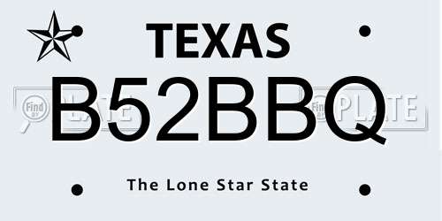 B52BBQ Texas License Plate
