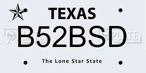 B52BSD Texas License Plate