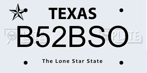 B52BSO Texas License Plate