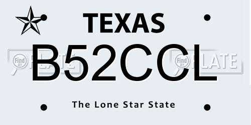 B52CCL Texas License Plate