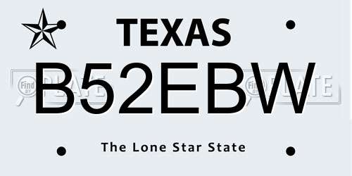 B52EBW Texas License Plate