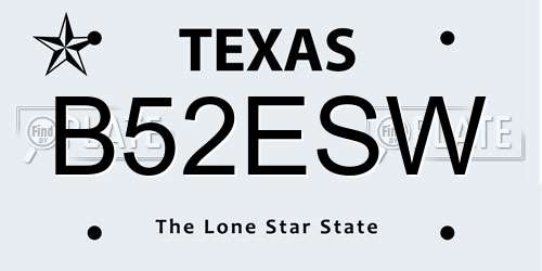 B52ESW Texas License Plate