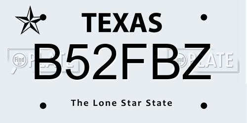 B52FBZ Texas License Plate
