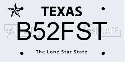 B52FST Texas License Plate