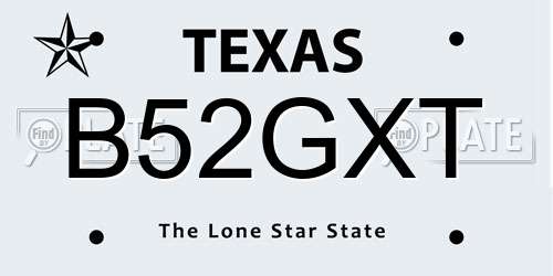 B52GXT Texas License Plate